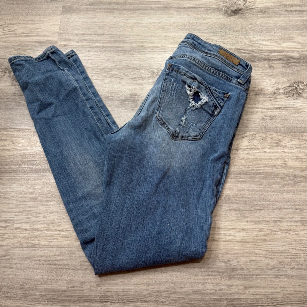 Buckle Black Fit No. 53 Skinny Jeans Womens 28x32 Medium Wash Distressed Denim